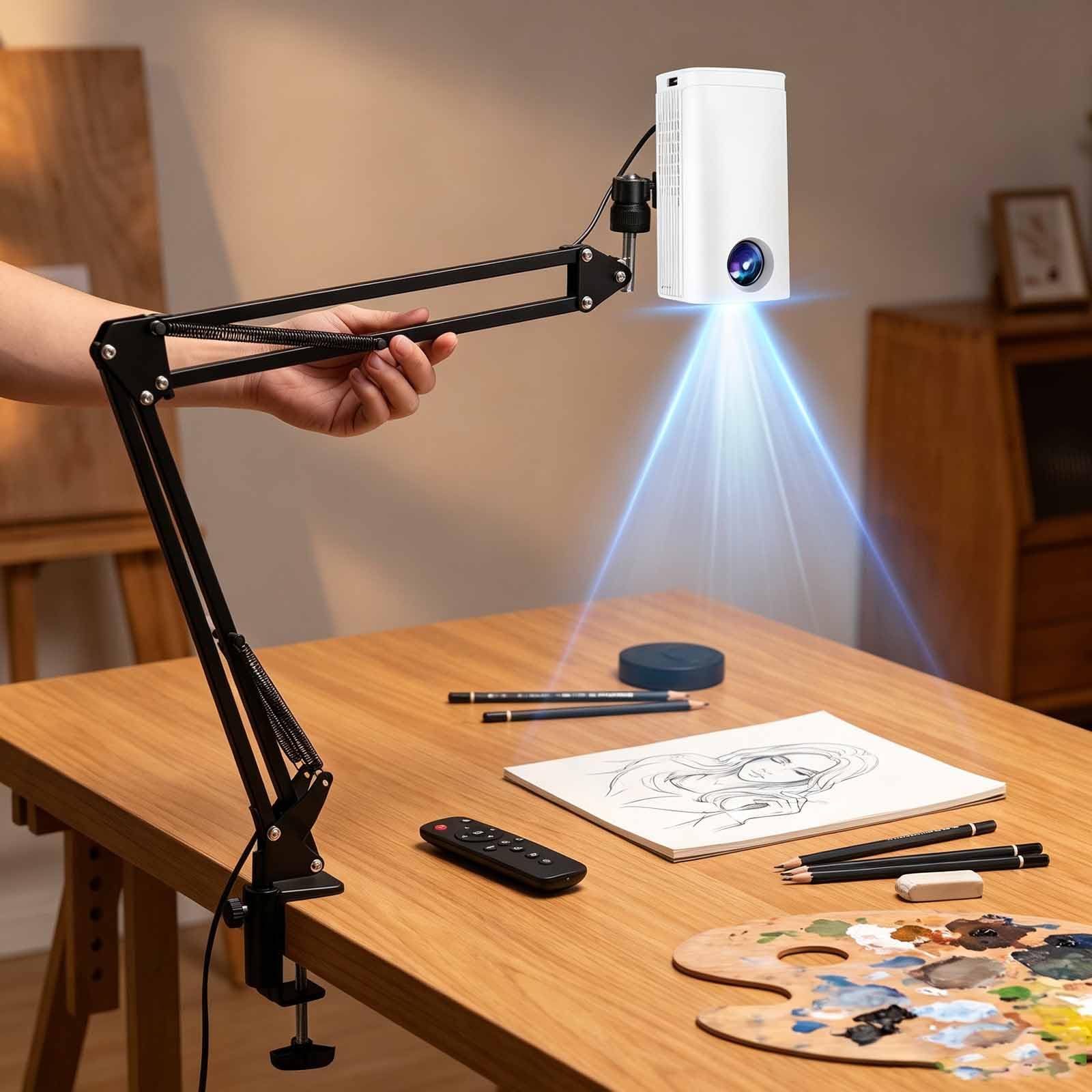 Proyector De Dibujo, Proyector Artístico para Calcar Dibujos Y Pinturas, Herramienta Portátil Inteligente para Calcar Y Pintar con Control Remoto Y Soporte, Conectividad WiFi Y USB para Blue 0.6m