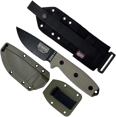ESEE Knives ESEE-3MIL-P Military Plain Black Edge / w Green Canvas Micarta Handles