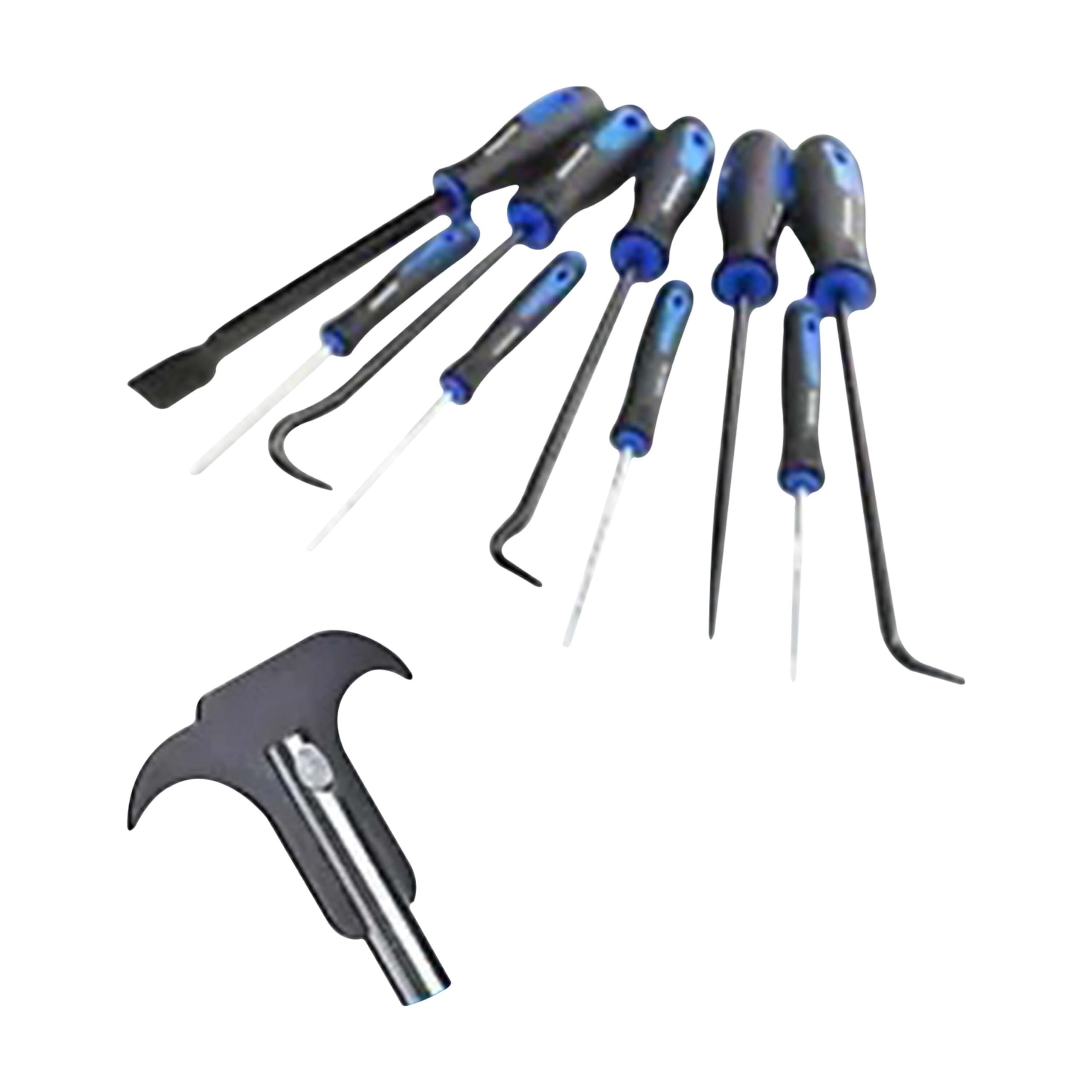Dunnet Tools Light 10Pc Scraper Hook & Pick Set With 12 O Ring Seal Puller | Automotive Tools Kit For Car Trim Removal, Prying, & Plastic Rivet Extraction | Includes Pry Bar, Dent Puller & Lock Pick Tools