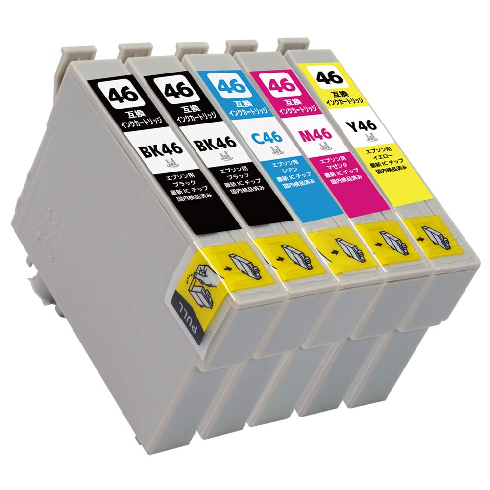 エプソン　IC4CL46 BK46 C46 M46 Y46 純正 Amazon.co.jp: IC4CL46(IC46)BK×2/C/M/Y 5本セット [エプソン用] 新