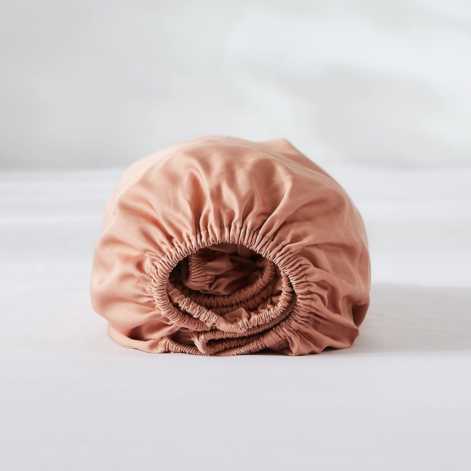 Simple&Opulence100% Bamboo Cooling Fitted Bottom Sheet Only 1 Piece for Hot Sleepers, 15 Inch Deep Pocket for Mattress, Extremely Soft and Breathable(Coral,Queen)