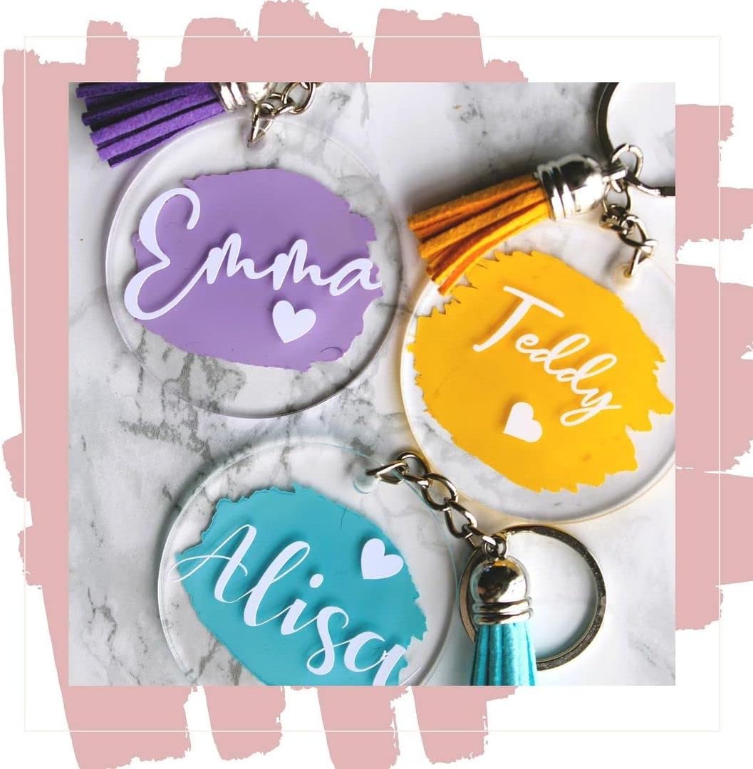 120 Pcs 2 Inch Acrylic Keychain Blanks | Clear Acrylic Circle Discs with Hole, Come with Silver 30 Tassles and 30 Keychain Rings, Perfect for DIY Keepsake, Monogram Keychains