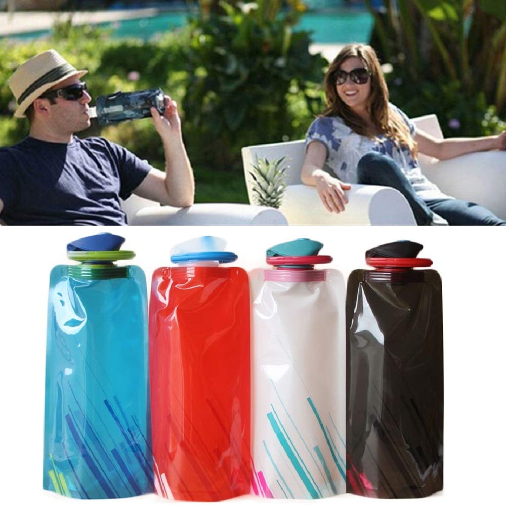 Scarlet Set Da 4 Bottiglie D'Acqua Pieghevoli Da 700 Ml - Senza BPA, Morbide E Riutilizzabili Per Trekking, Viaggi, Palestra