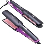 LANDOT Hair Straightener and Curler 2 in 1, Dual Voltage Twist Flat Iron 1" | Anti-Frizz Tourmaline Ceramic Plates, Fast 30s Heat-Up, 12 Temp 250-450F, All Hair Types, Travel-Ready, Auto Shut-off, Swivel