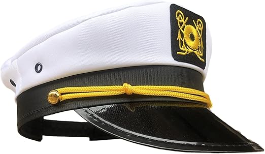 Yacht Captain hat,Sailor hat,Boat Captain hat,Navy Marines Costume Accessory for Adult Men Women white, black