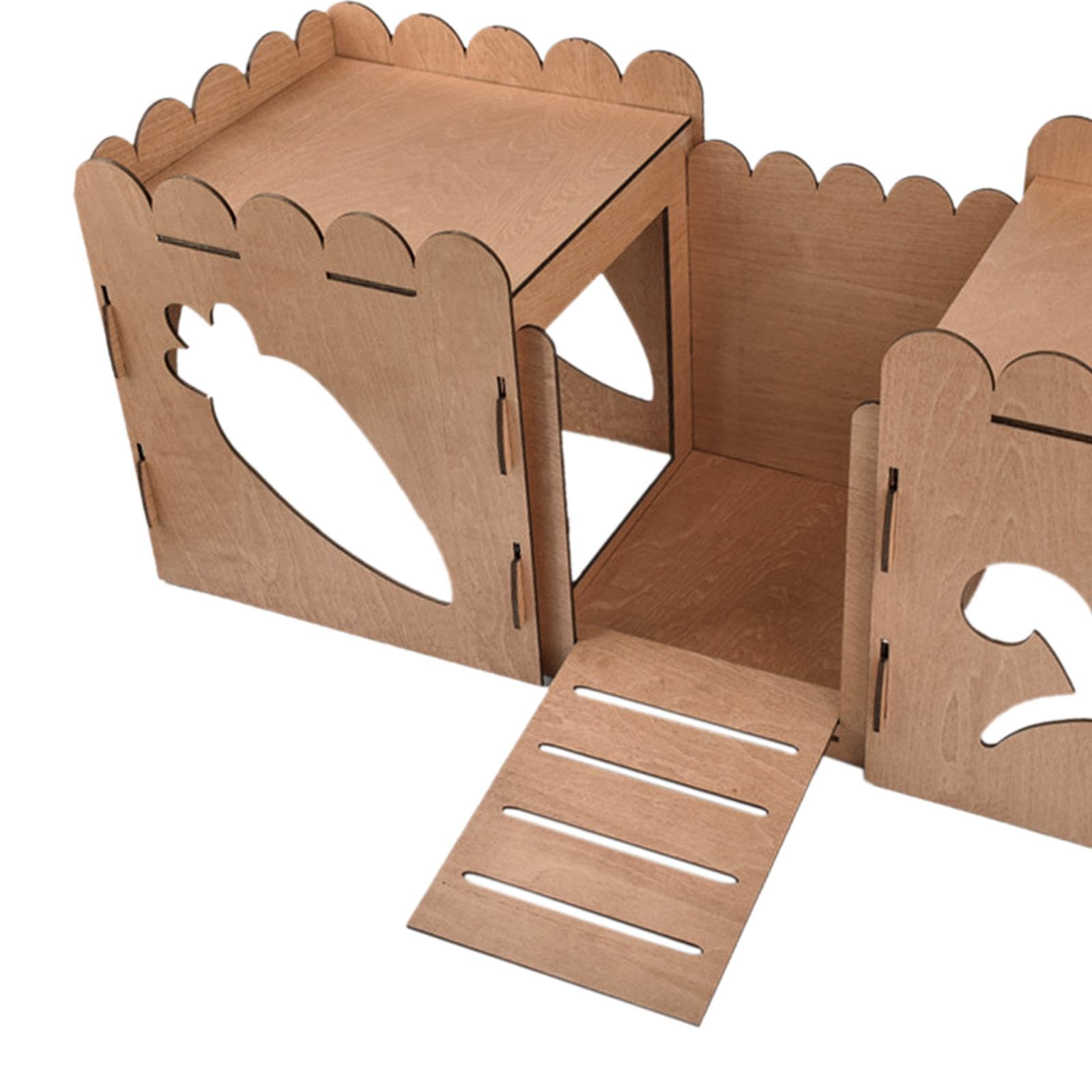 Holzkaninchenburg, Versteck, Hamsterhaus mit Rampe, Hütte, Nest, Kleintierhaus, Bett, Meerschweinchenversteck, Haus für Eichhörnchen Und Lemminge, Aus