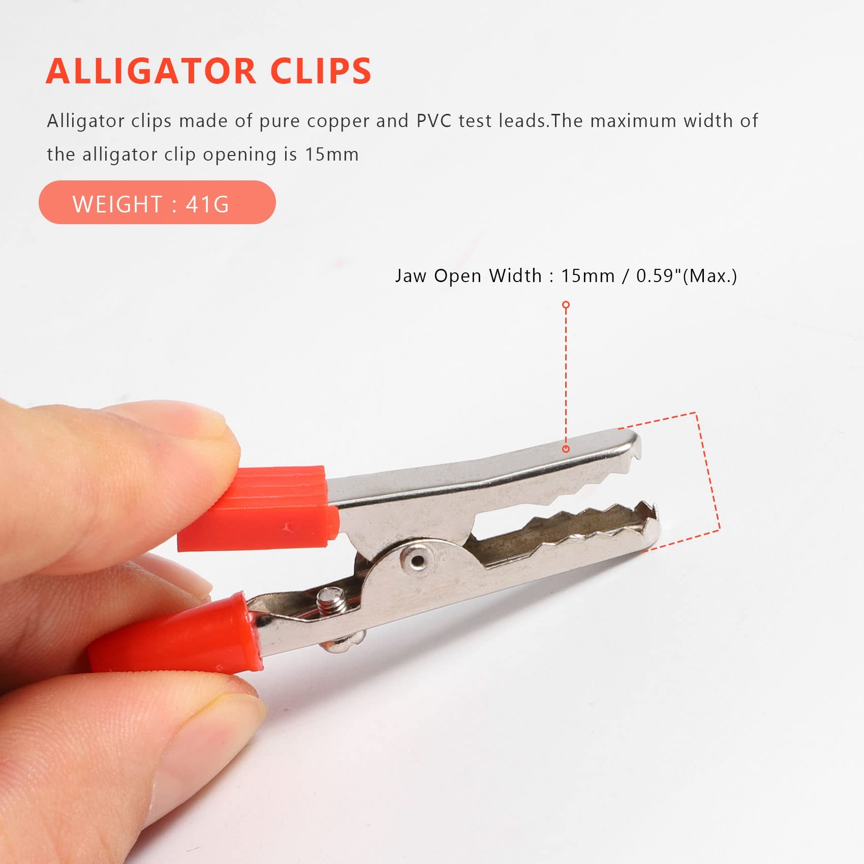 Lot de 10 pinces crocodiles en métal avec poignée en plastique de 50 mm