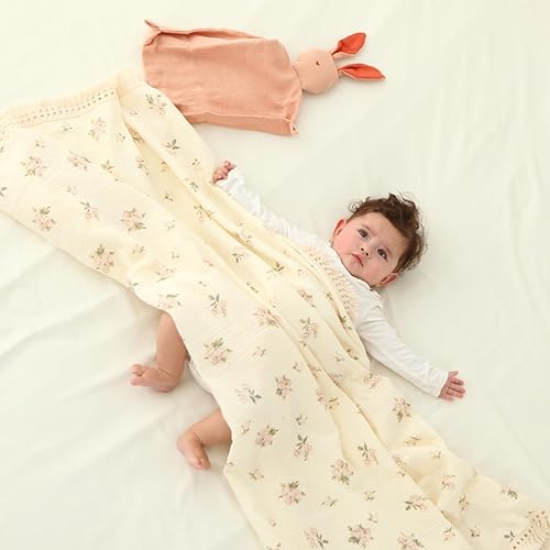 Miniatura 6 de insular Manta de muselina de algodón para bebé con borla, manta bohemia bohemia de muselina para envolver con flecos, manta de decoración de