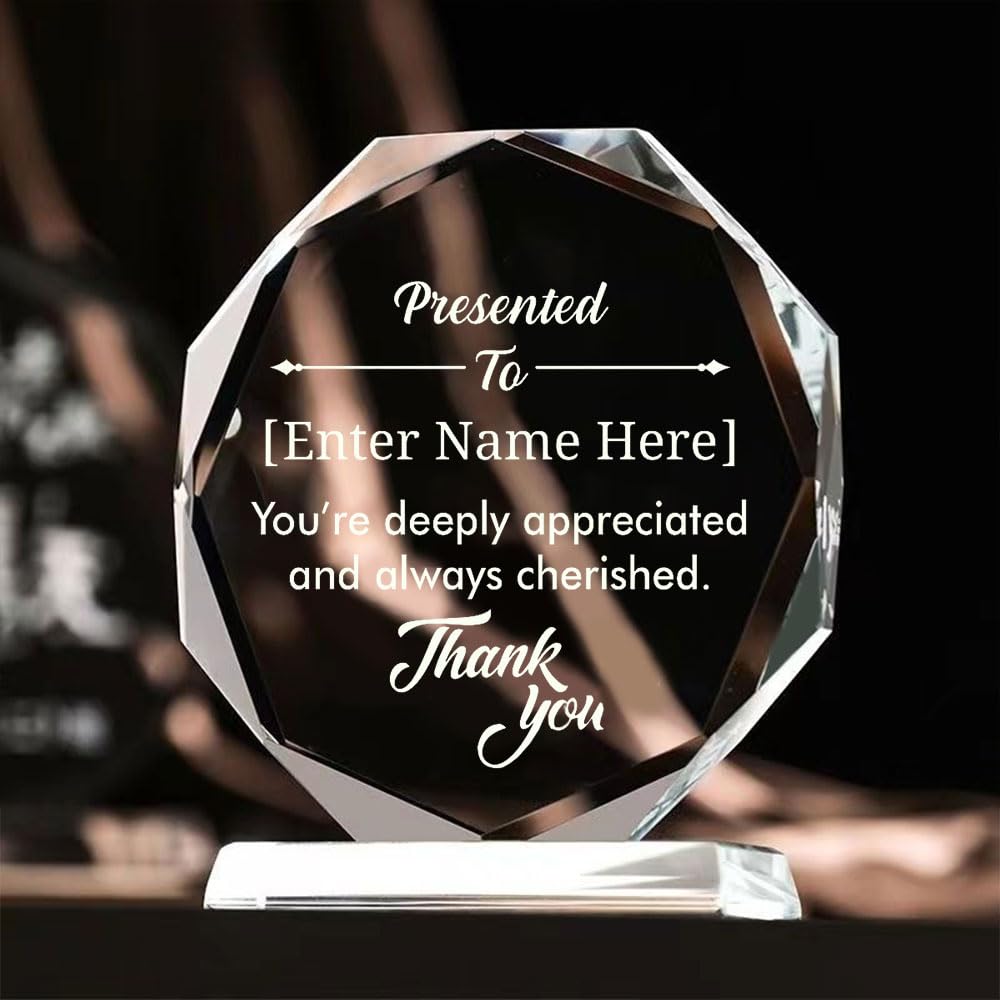 Trophée en Cristal Personnalisé avec Logo/Photo/Texte, Trophées en Verre Personnalisables, Plaques pour Événements d'Entreprise, Tous Sports, Récompense Employé, Reconnaissance, Départ à la Retraite