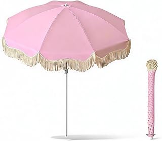 Pink Fringe Outdoor Umbrella