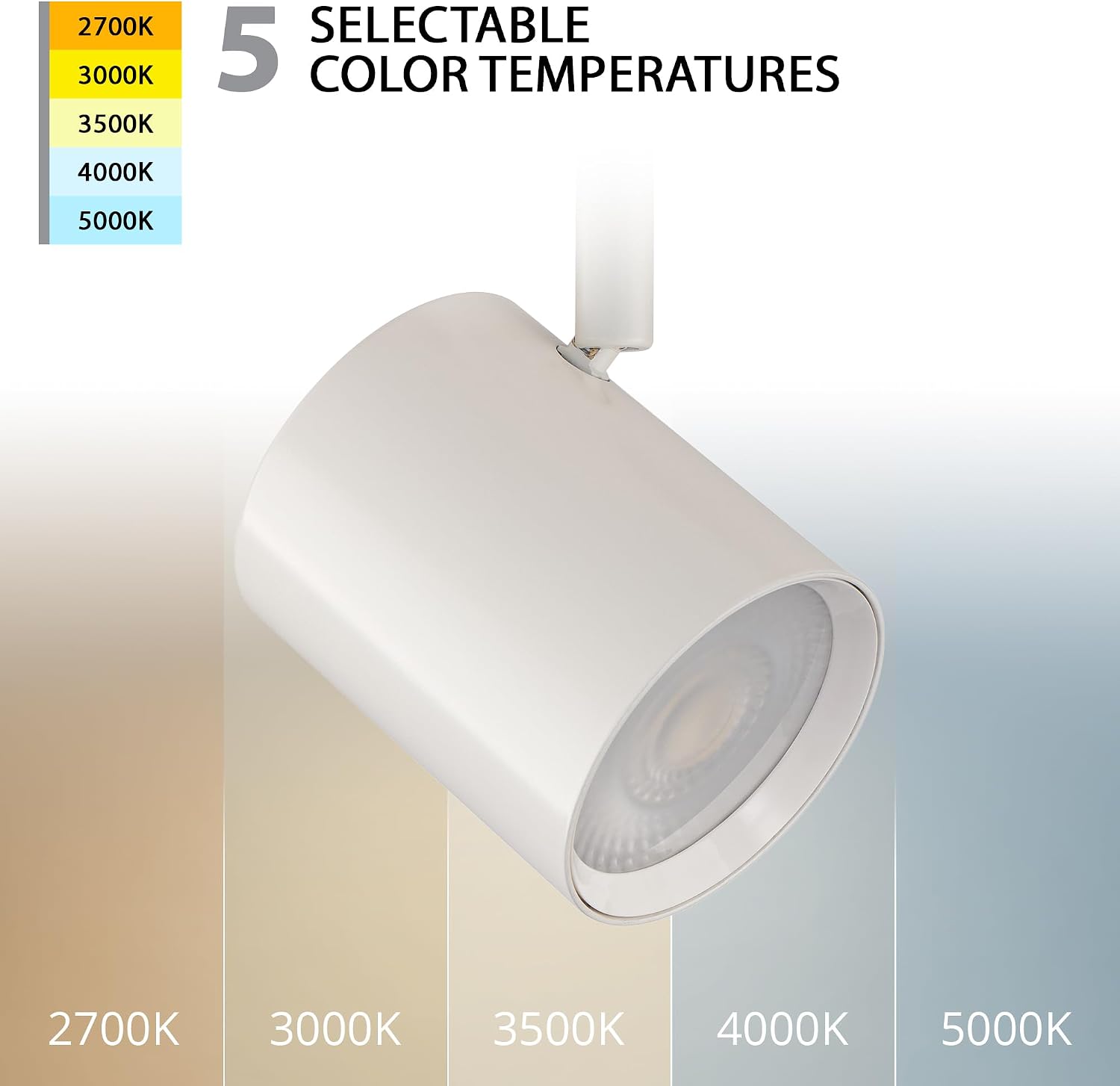 WAC Lighting Charge 8020 LED Adjustable Track Head 5-CCT Selectable 16W 1,330 Lumens Fully Dimmable in White for L-Style 2 Wire Track