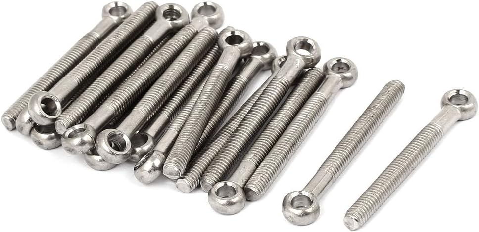 Aexit 5mm x Chain & Rope Fittings 45mm 304 Stainless Steel Machinery Lifting Swing Eye Wire Rope Clips Bolt 20PCS