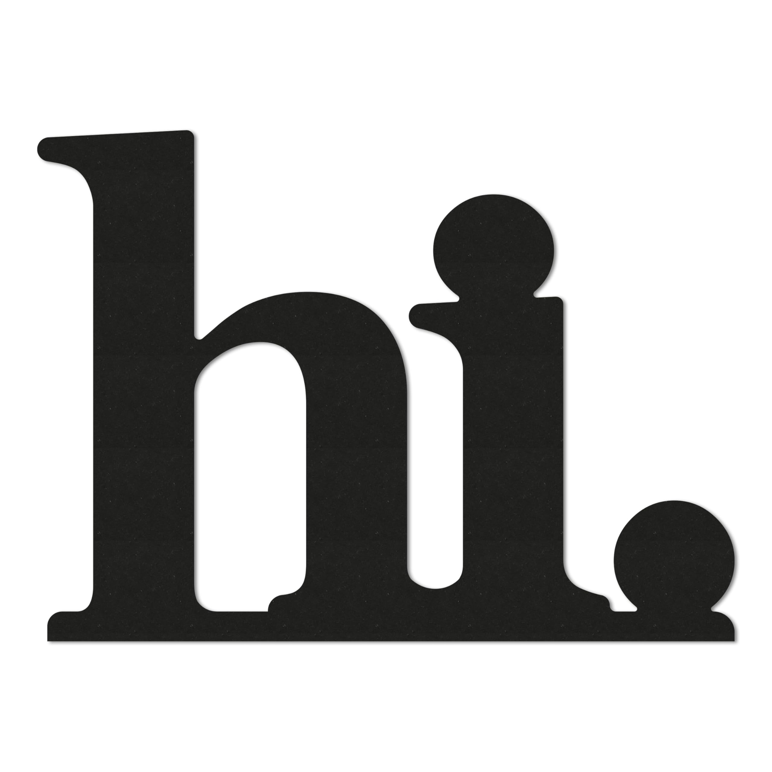 ebenkunst | „hi“ Schriftzug Wanddeko – Moderne Begrüßung aus Holz, minimalistische Wanddekoration für Flur, Eingangsbereich & Wohnzimmer, CNC-gefräst aus HDF, Schwarz, Made in Germany