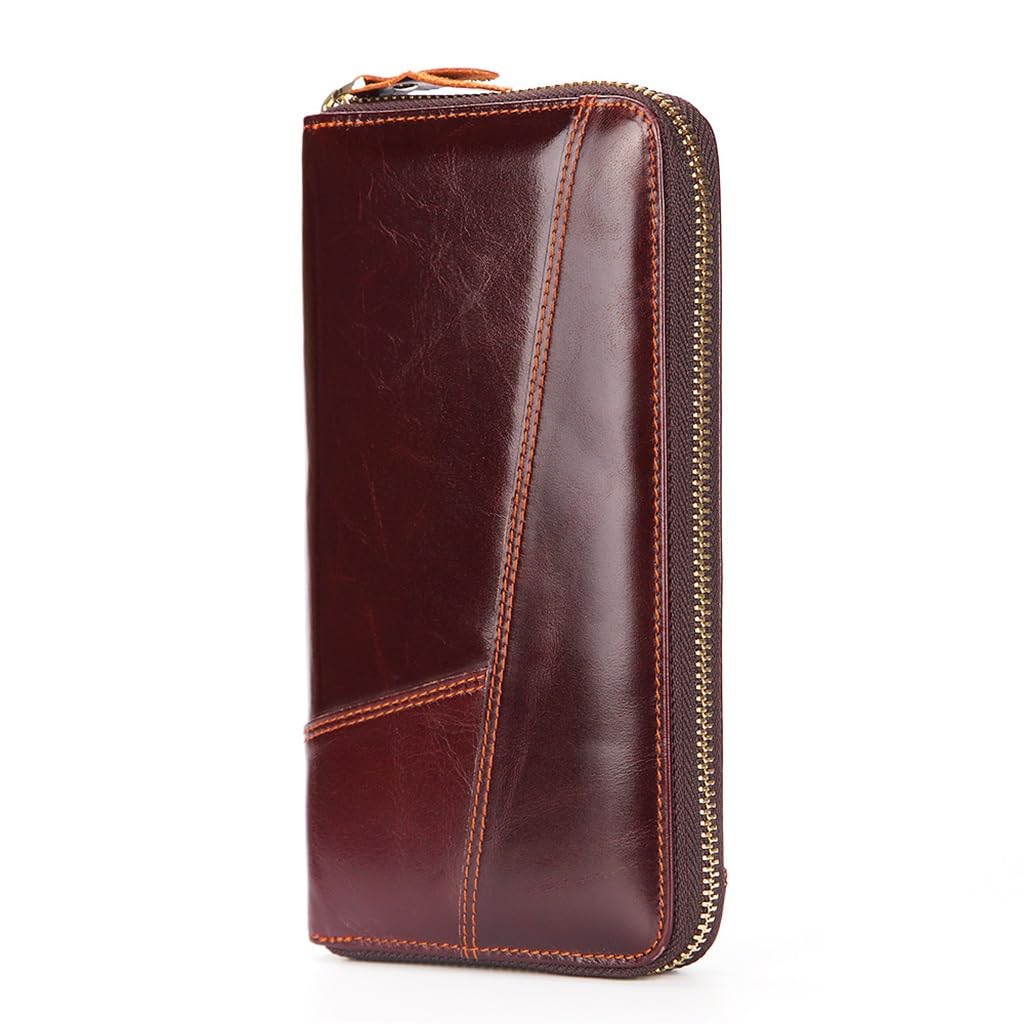 Portefeuille homme en cuir long zippé parfait pour les voyages et les déplacements professionnels