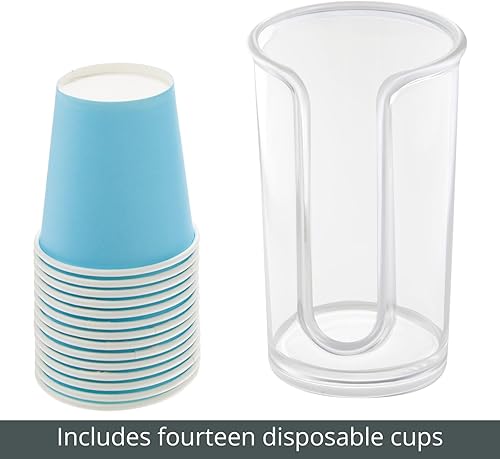 Miniatura 5 de mDesign - Dispensador de tazas de papel desechables compacto y pequeños de plástico soporte de almacenamiento para enjuagar tazas en encimeras de