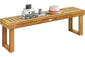 Tangkula 52 Inches Acacia Wood Outdoor Bench: Your Low Bench for Plants, Patio, and More