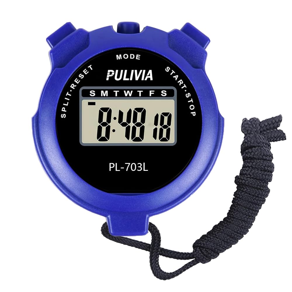 PULIVIA Sport Stoppuhr Digital - Timer Mit Split-Funktion, Uhr & Alarm Für Training