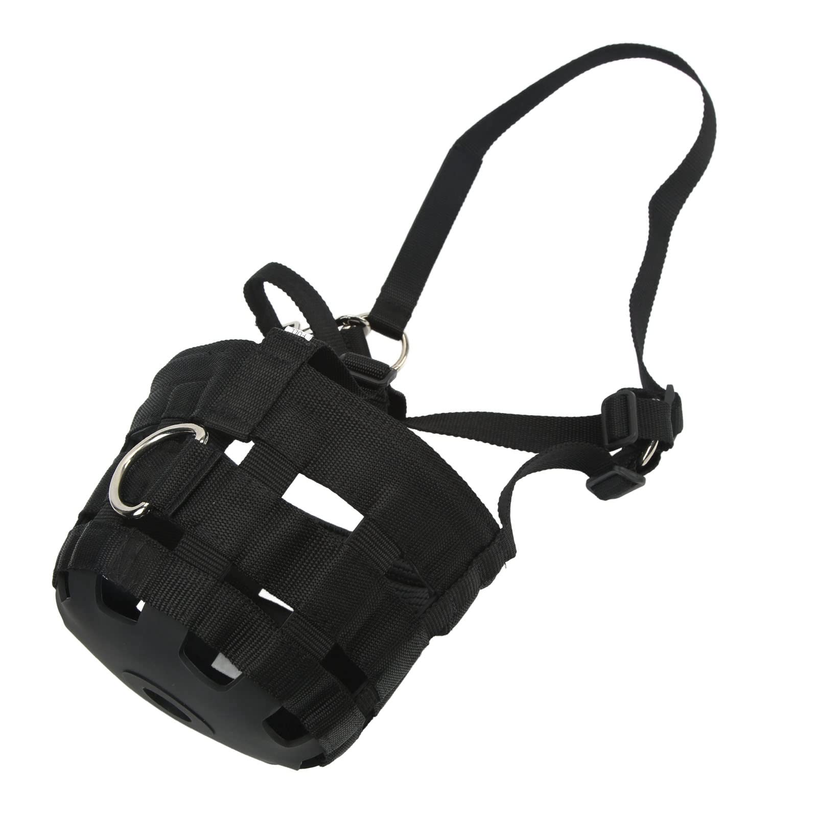 GLOGLOW Pferde Maulkorb 63cm Verstellbar Schwarz PP Gummi Weidekorb Reitzubehör