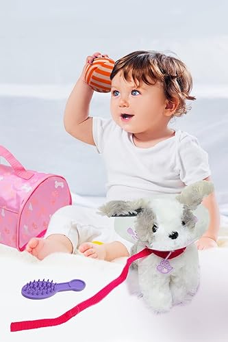 Miniatura 5 de Juego de accesorios de peluche para cachorros, juego de juguetes para niños, incluye cama, portador, collar de perro de juguete y más, juguete para