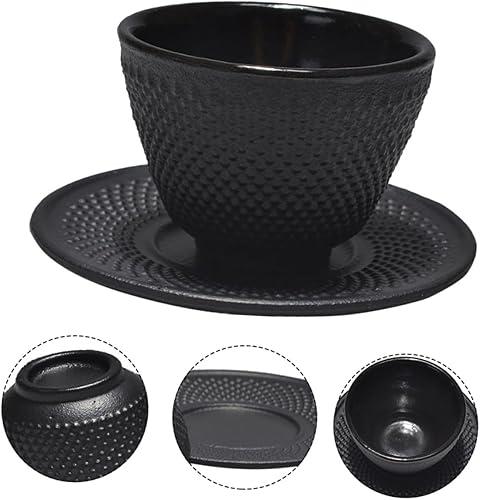 Miniatura 9 de Veemoon Tazas de té de hierro fundido, juego de tazas de té japonesas con platillo, diseño vintage para el hogar, oficina, restaurante