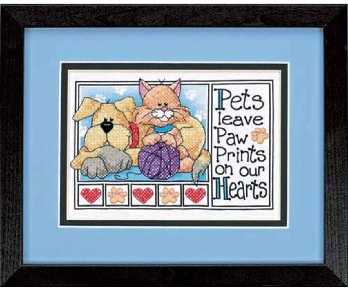Dimensions 06800 Pair of Wolves Nature Cross Stitch Kit, 16 Count Dove Grey Aida, 7" W x 5" H