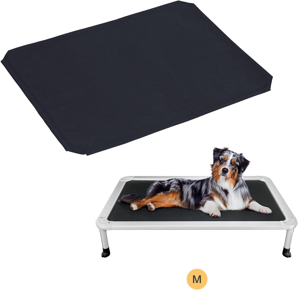 Veehoo Chew Proof Elevated Dog Bed Replacement Cover, Durable and Breathable Textilene Mesh Fabric, Medium, Black