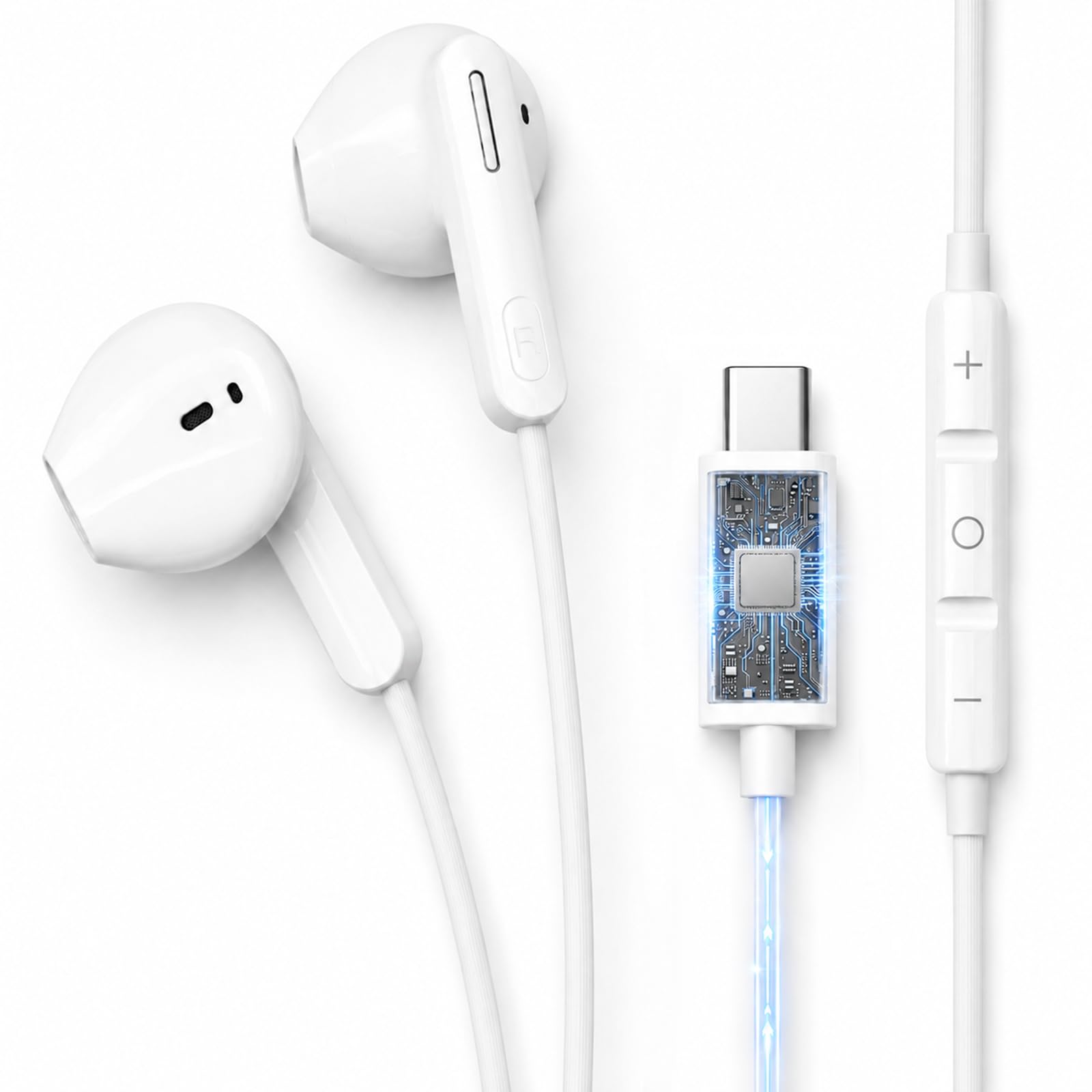 Amazon.co.jp: POWER AURA イヤホン 有線 Type-C マイク付き クリア