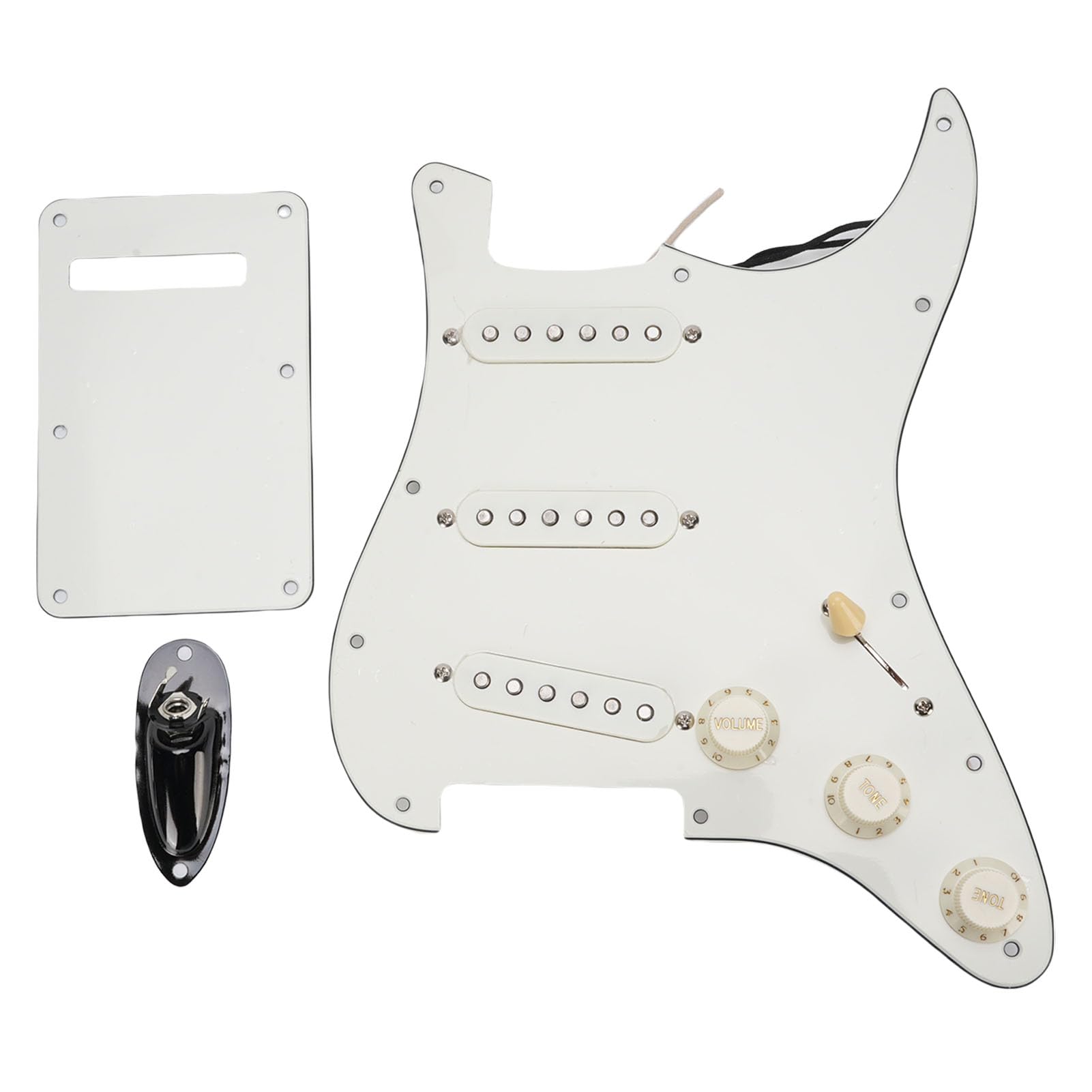 RiToEasysports Pickguard, Scratchplate Wstępnie Okablowana Maskownica Gitarowa Pickguardy do Gitary Elektrycznej do Płyt z podwójną cewką 3 Warstwy PVC Vintage (Czarna wtyczka statku)