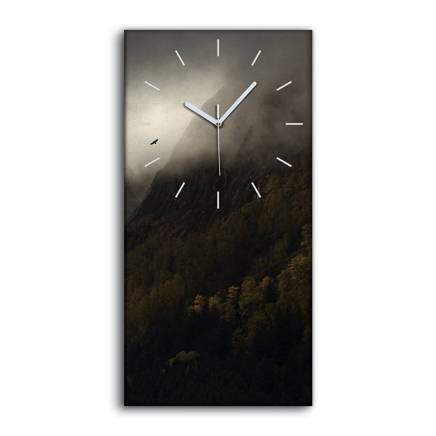 Horloge sur Toile Salon Moderne : Paysage de Montagne Silencieux pour une Chambre Zen