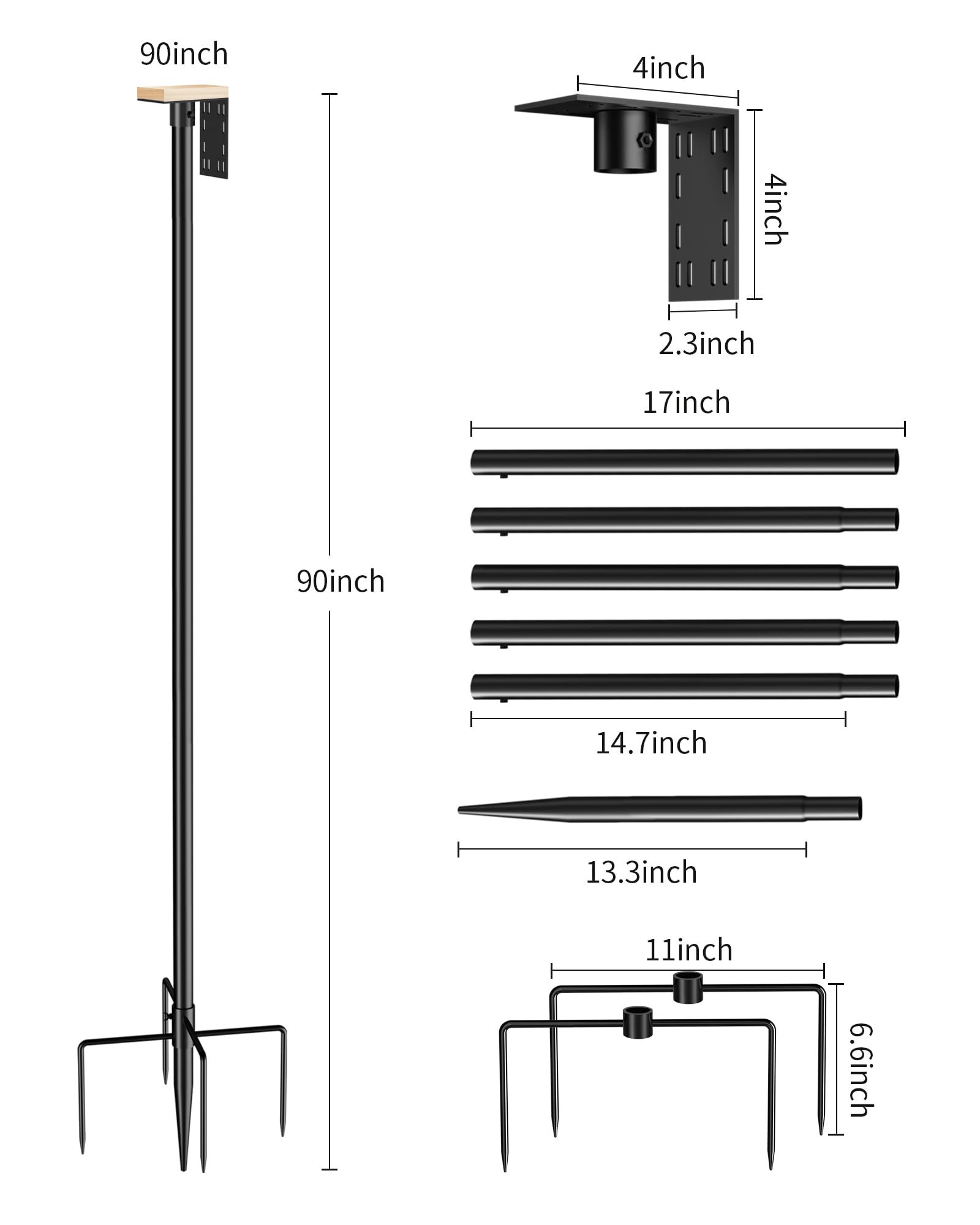 Onlyfly Supporto per mangiatoia per uccelli, altezza 228 cm, con diametro di 2,5 cm, resistente, per mangiatoie per uccelli, mangiatoie per suet, kit di montaggio per casetta per uccelli, per esterni,