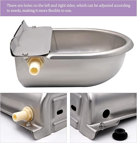 Miniatura 6 de Dispensador automático de agua para perros, cuenco de agua para ganado con válvula de flotador, canal de agua de acero inoxidable mejorado para