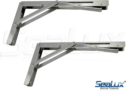 Miniatura 3 de SeaLux - Soportes plegables de acero inoxidable para estante de 90 grados, banco, soporte de mesa de 12 pulgadas de largo con mango de liberación