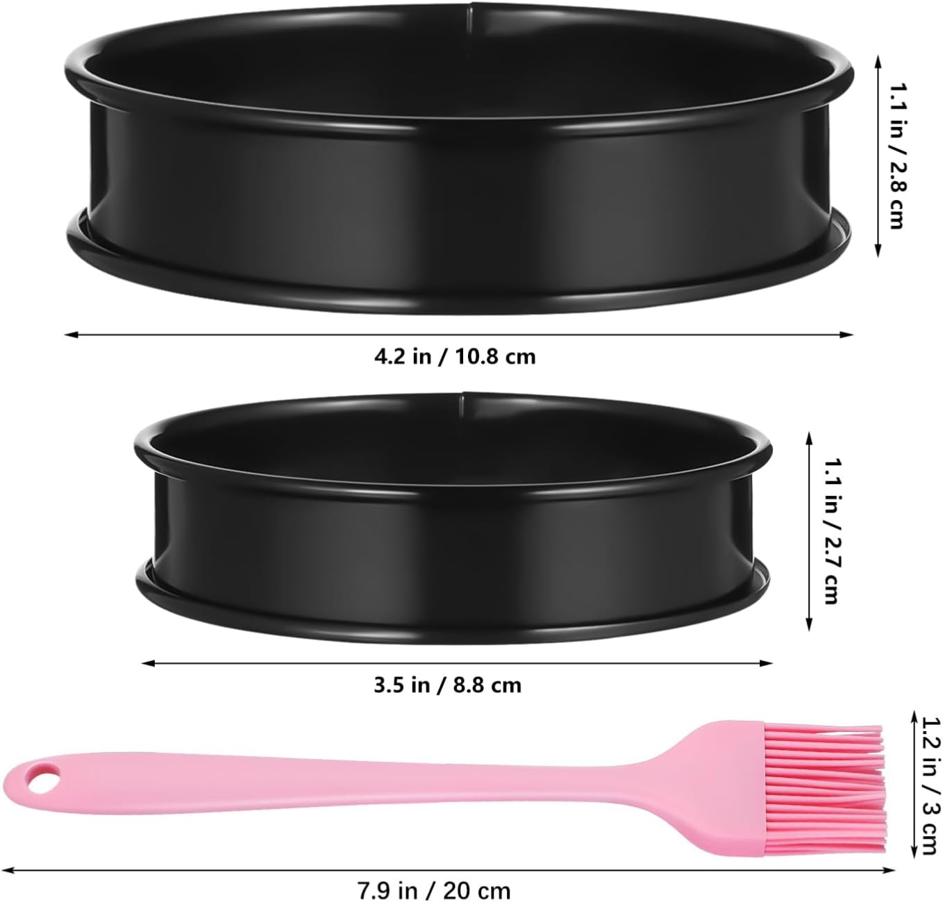 Cabilock 1 Set Double Rolled Stainless Steel Cookie and Muffin Rings with Brush Baking Molds for Pastries Tarts Eggs and Crumpets Nonstick Cooking Tools for Kitchen Use