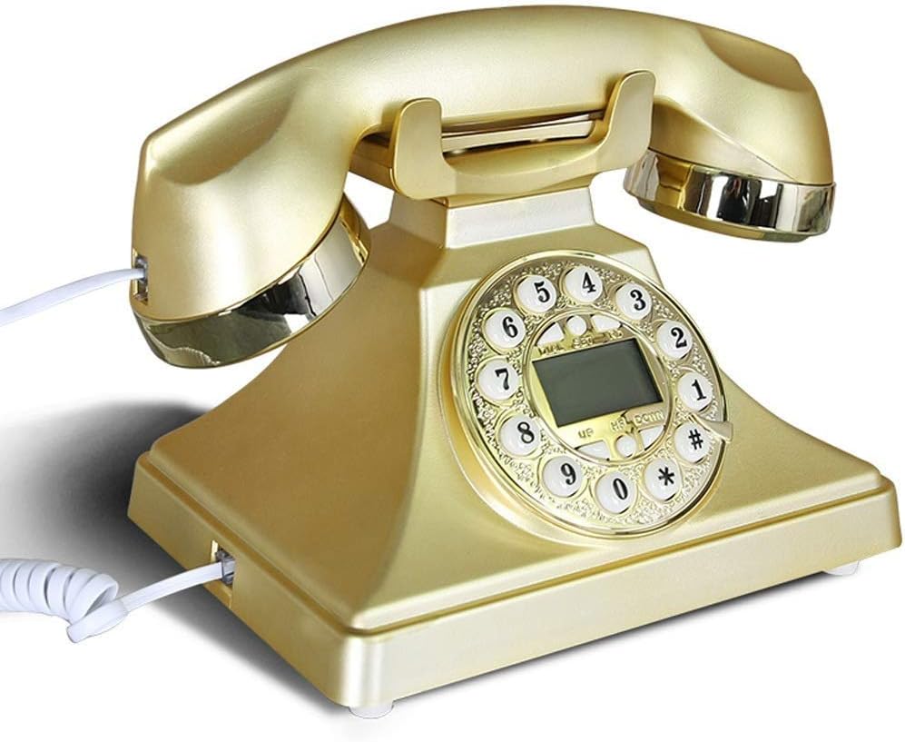 European Resin Rotary dial Phone Decoration Cafe bar Window Decoration Home Decoration Props (Color : Blue) (Gold)