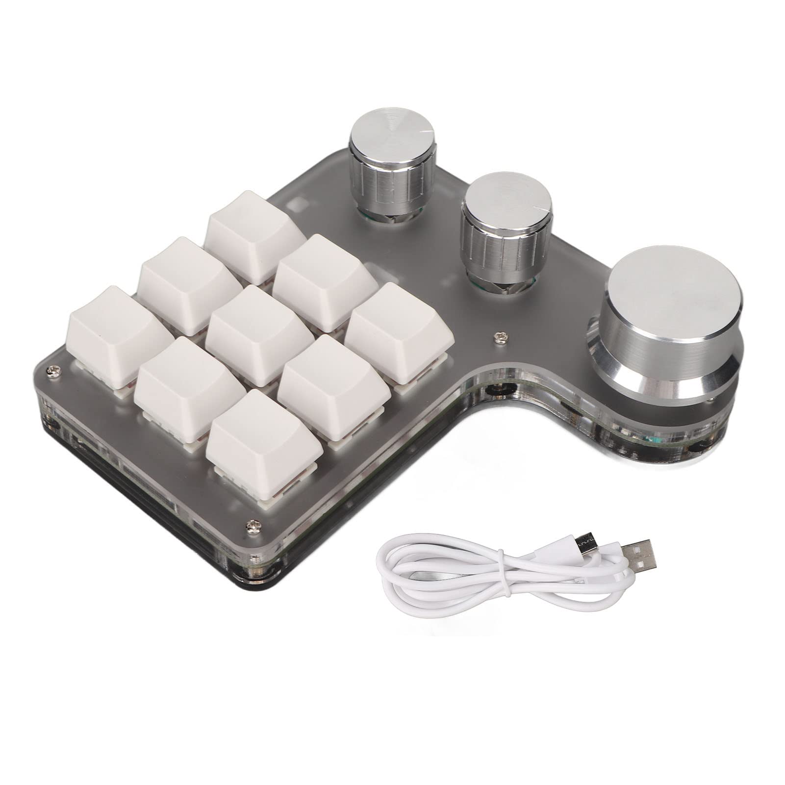 CHICIRIS Mini Tastiera da Gioco Switch Sostituibile Ampiamente Usato 1200 mAh Mini Tastiera Personalizzata 3 Manopole per Il Gioco (Bianco)