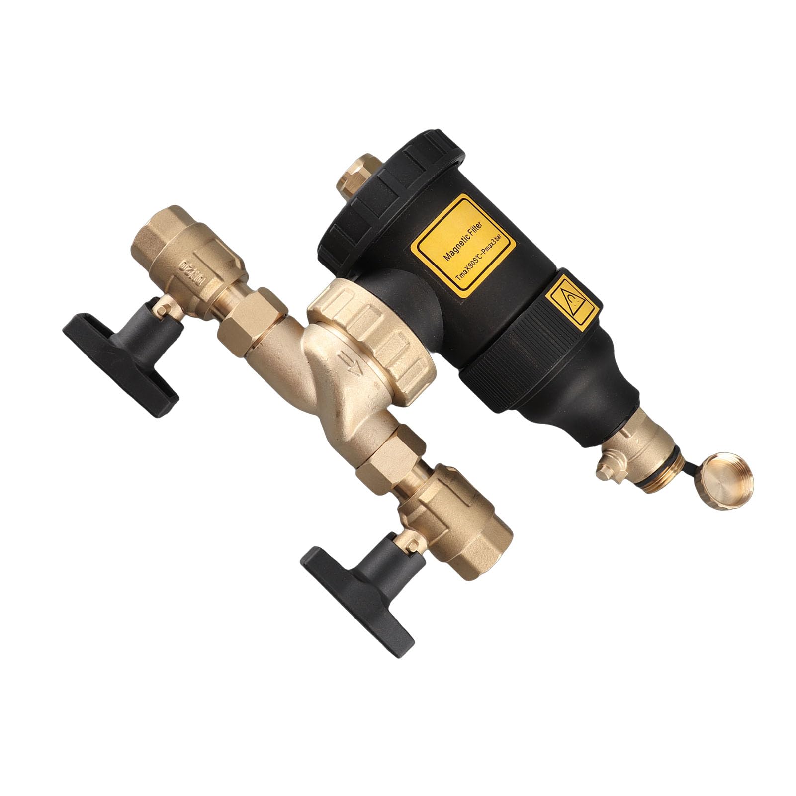 Topiky Filtro Magnético para Caldera de 3/4" DN20 para Caldera Combinada, Filtro Magnético para Calefacción de Pared con Filtración de 5 μm de Latón, de Calefacción por Suelo, con Válvula de Drenaje