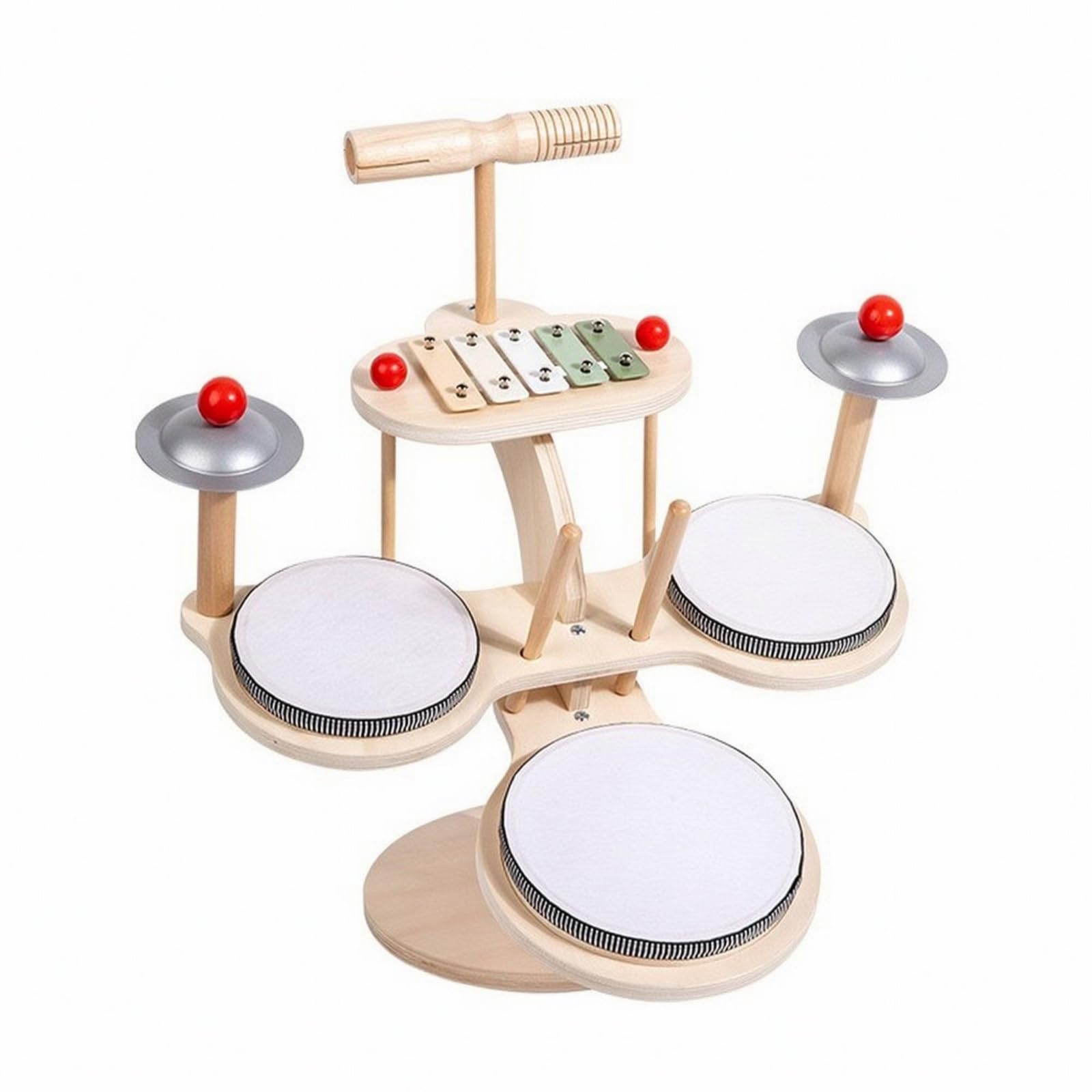 harayaa Juego de Percusión Infantil con Batería Platillos Xilófono y de Madera con Mazos Ergonómicos para Coordinación y Adecuado para Niños en Aula Hogar Regalo Educativo