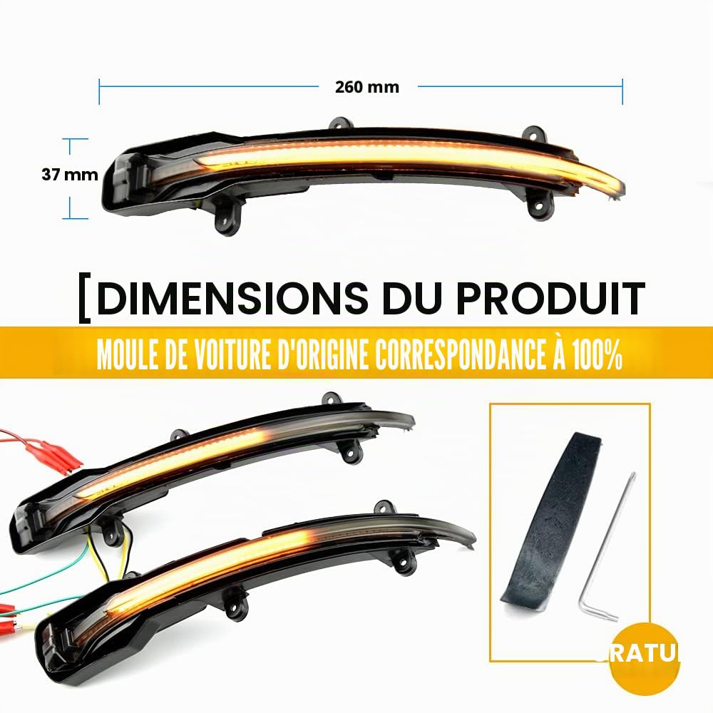 Lumière de clignotant dynamique LED miroir latéral indicateur séquentiel clignotant Compatible avec Au-di Q5 SQ5 8R Q7 4L SQ7