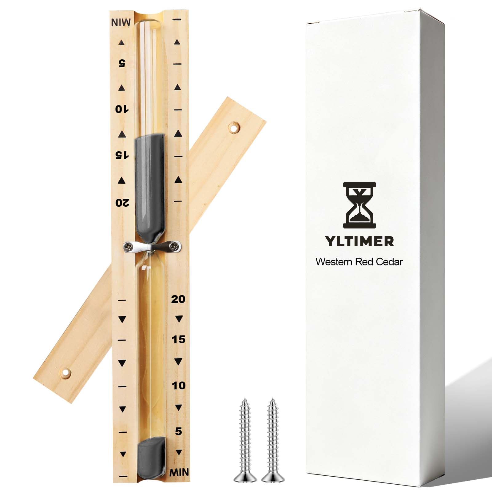 Sauna Timer 20 Minute Black Sand,Heat Resistant Wood Hourglass for SPA Room