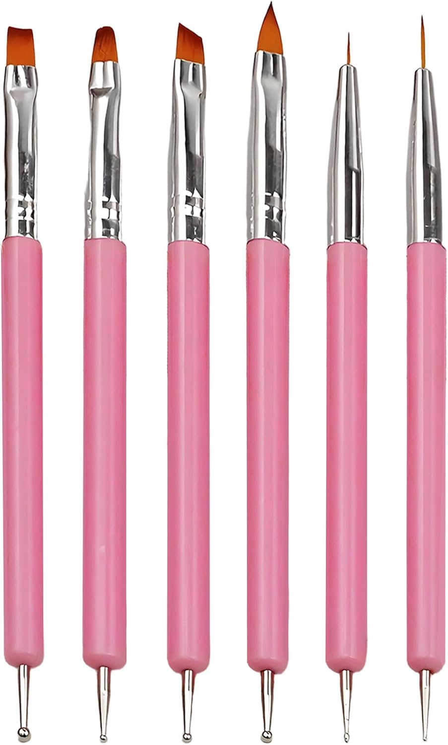 6pcs Doubel End Nail Art Brushes, Point Drill Drawing Painting Tools Set for DIY Nail Art Designs, Gel Polish Nail Designs Nail Carving French Nails (Pink) 6pcs Doubel End Nail Art Brushes, Point Drill Drawing Painting Tools Set for DIY Nail Art Designs, Gel Polish Nail Designs Nail Carving French Nails (Pink)