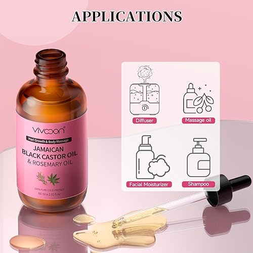 Miniatura 6 de Aceite de ricino negro jamaicano con romero, aceite de ricino negro prensado en frío, aceite de ricino orgánico para el crecimiento del cabello,