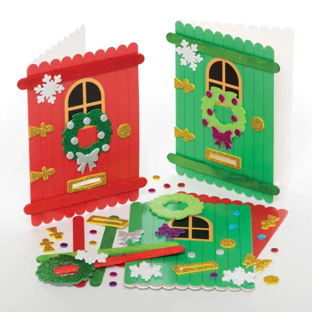 Baker Ross FC102 Kits de Tarjetas Navideñas en forma de Puerta - Paquete de 6, Haz tus Propias Tarjetas Navideñas, Ideales para Proyectos de Manualidades para Niños