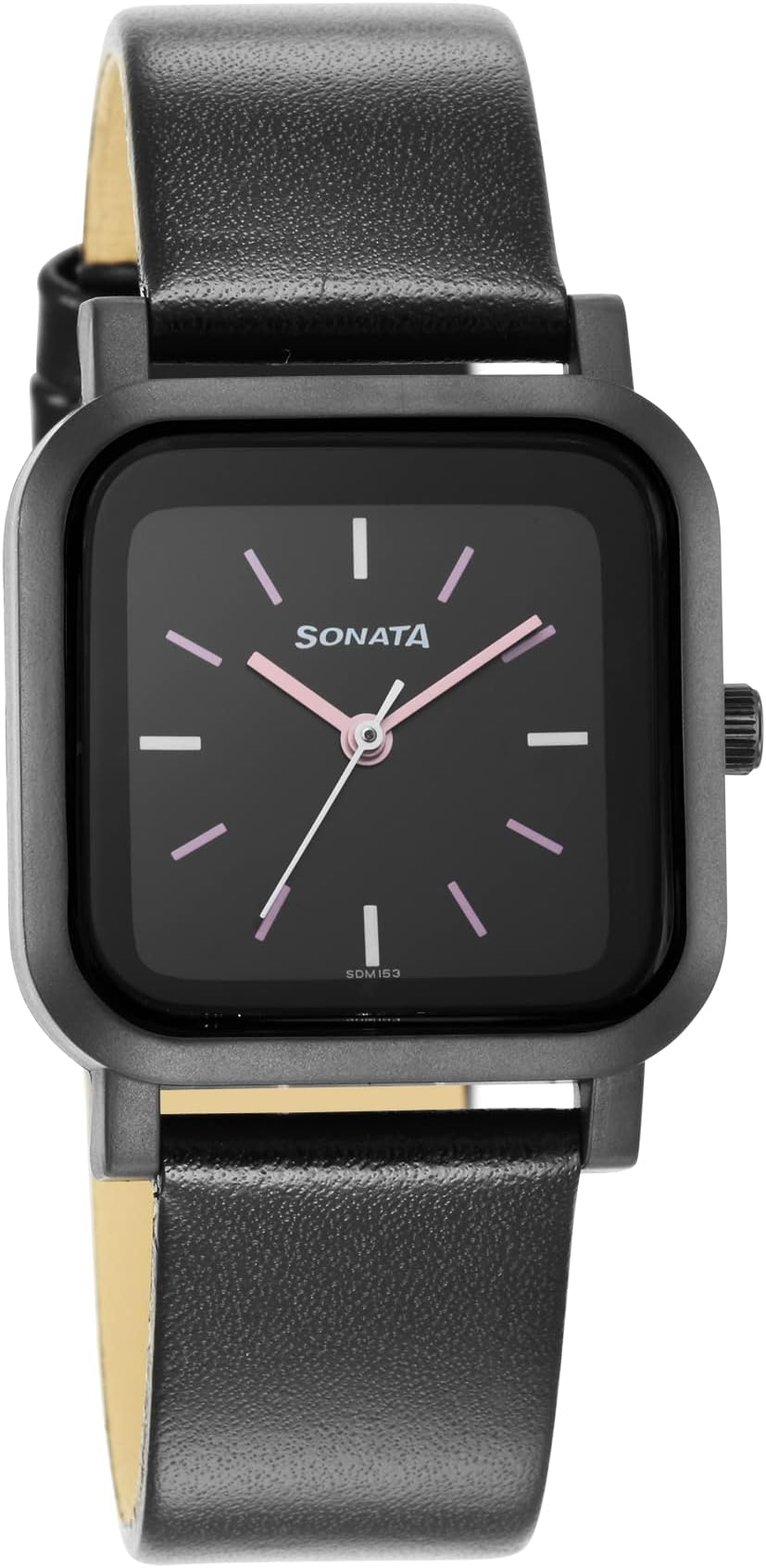 Pop Black Dial Women Analog Watch with Leather Strap-NS87037PL05W