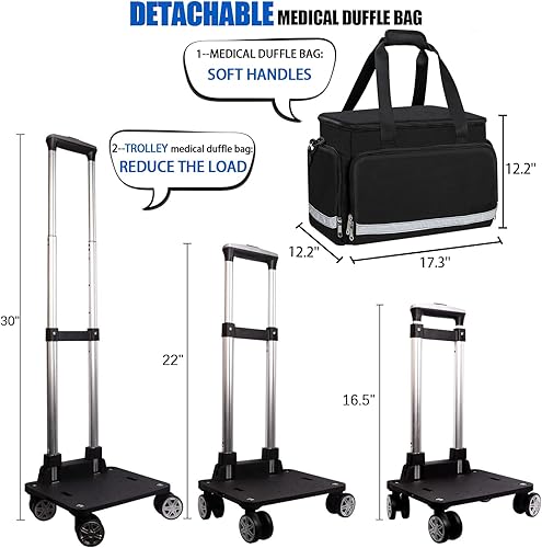 Miniatura 6 de Bolsa médica con ruedas para enfermeras EMT CNA RN vacía para primeros auxilios Cuidado de la salud en el hogar Cuidado de la salud de enfermería