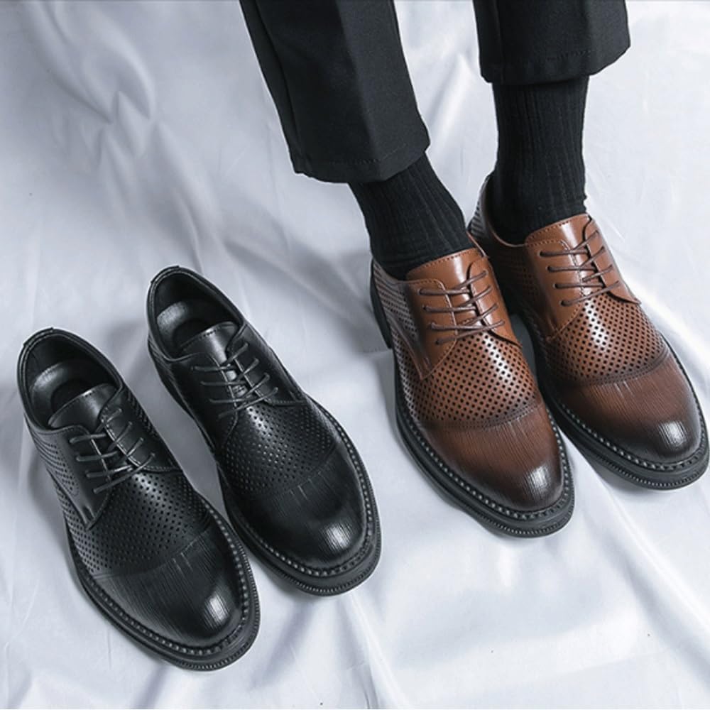 Dress Oxford Shoes for Men Breathable Hollow Men's Shoes Black Leather Formal Shoes for Mens Oxfords Male Wedding Party Office Business Shoe Man