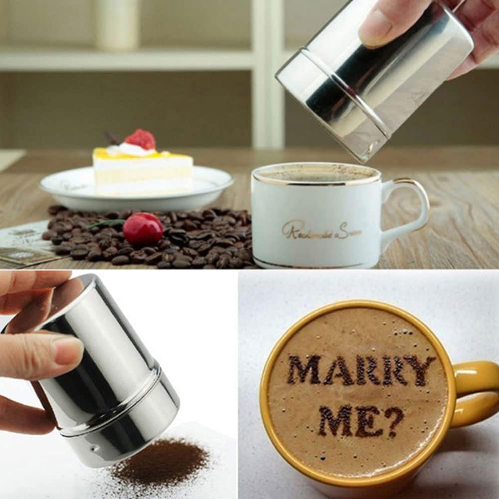 Powder Sugar Shaker Duster, Stainless Steel Powder Sugar Shaker with Lid, Sifter For Cinnamon Sugar Pepper Powder Cocoa Flour
