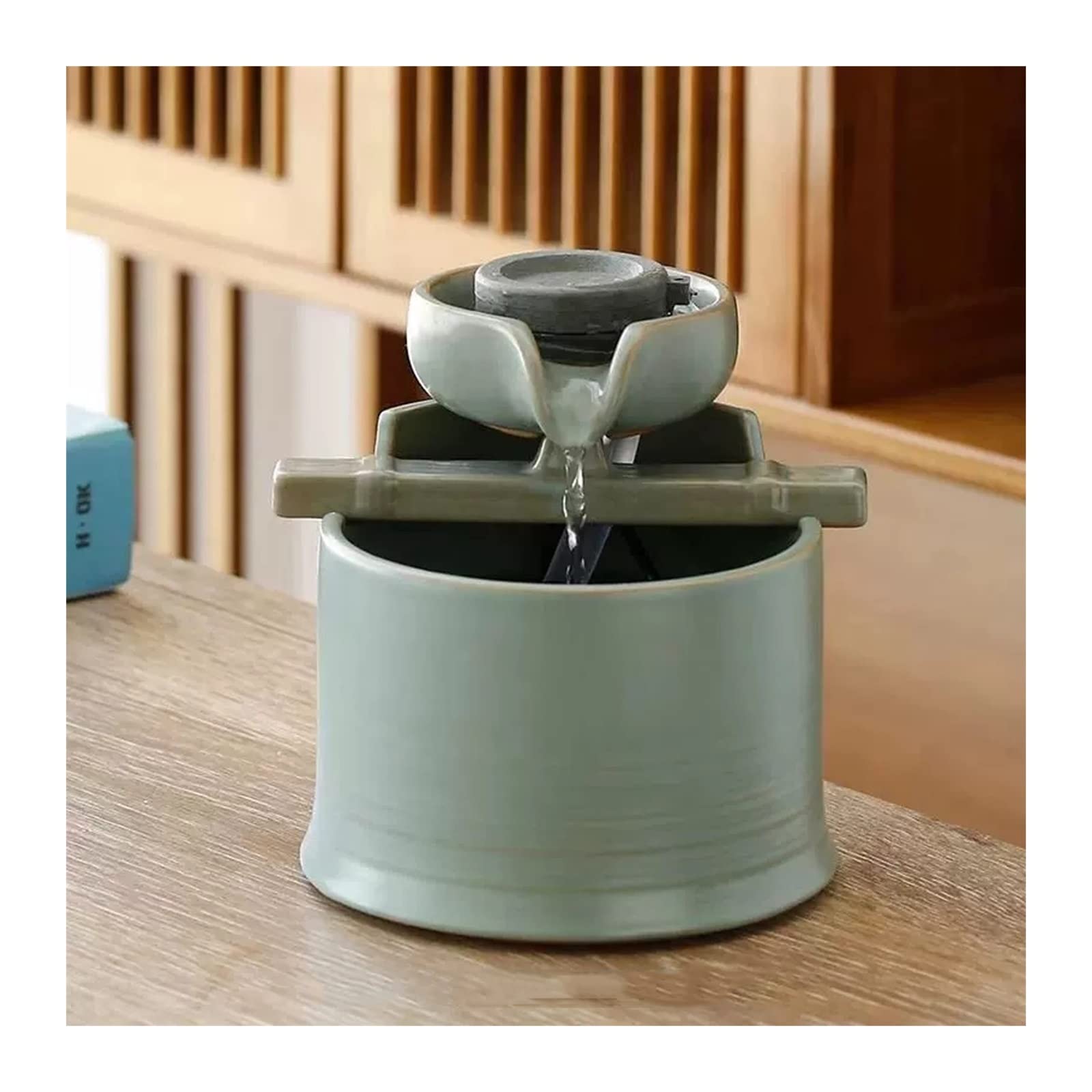 Fuente de mesa de cerámica con acabados elegantes y bomba eléctrica para interior
