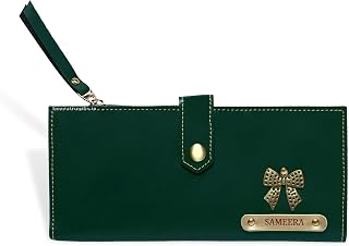 Innovative Gifts Women's Customized Clutch with Name & Charm I Personalized Leather Two-Fold Wallet with Currency Compartm Price In India