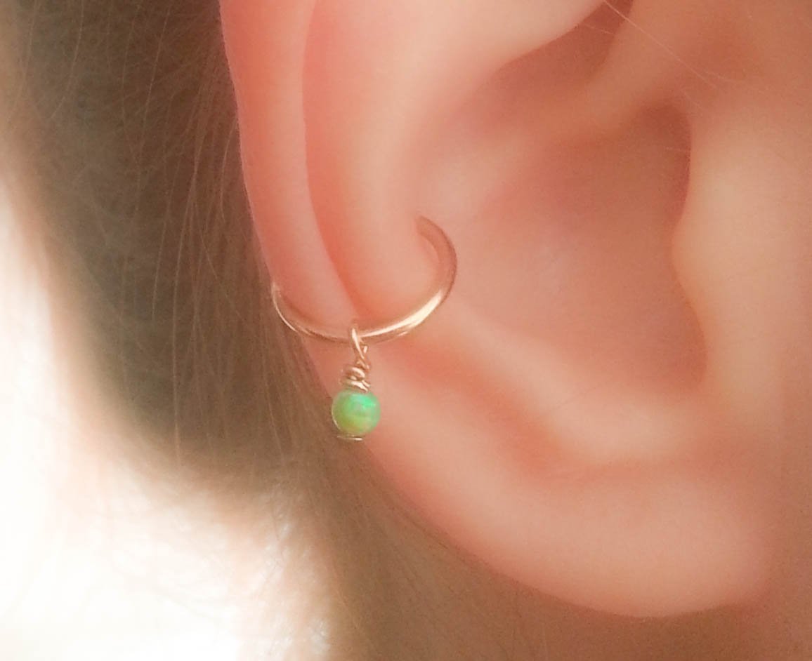 MoonliDesignsOpal Ear Cuff Non Pierced Clip On Wrap Gold Thick Earring Bohemian Minimalist