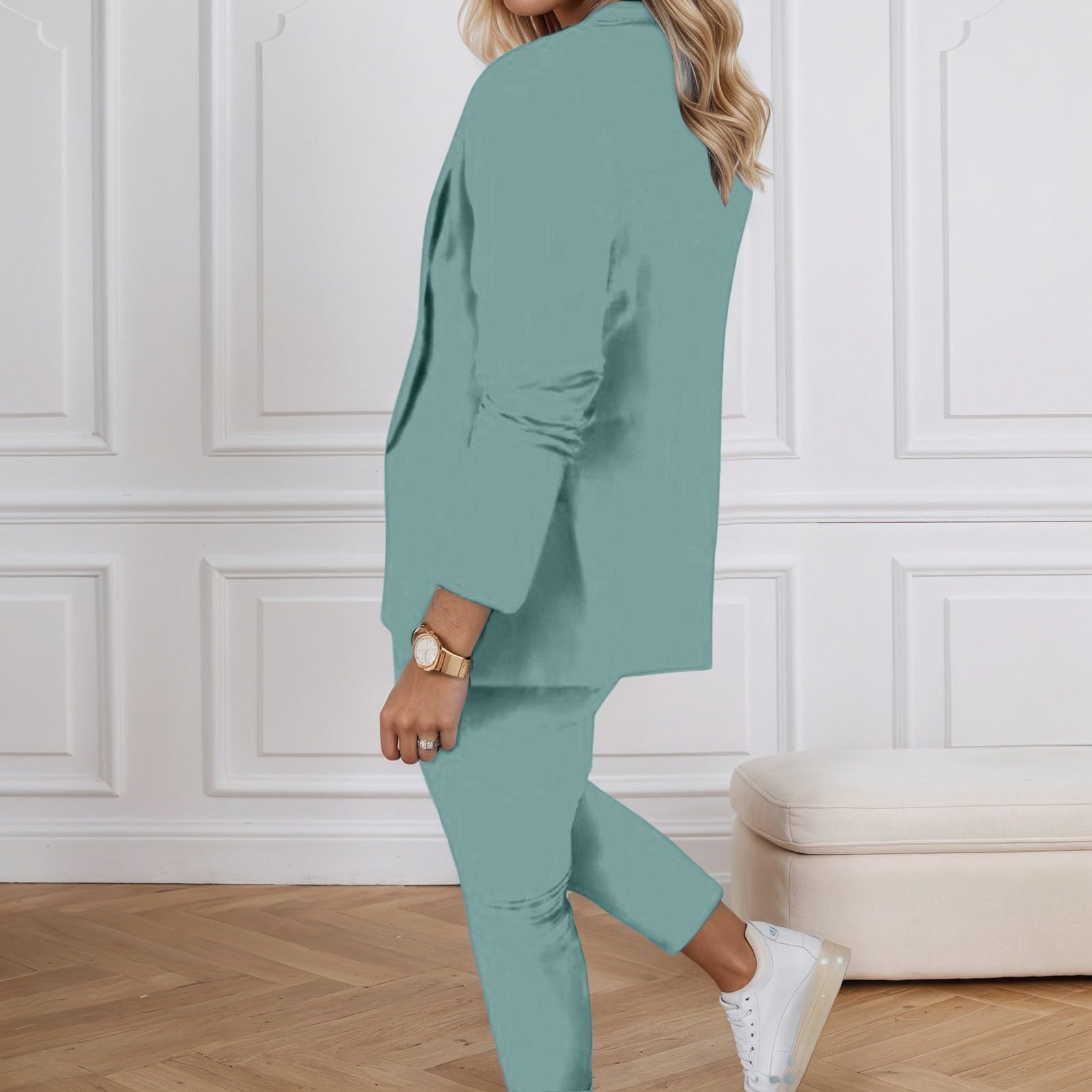 Hosenanzug Damen Elegant Festlich Business Zweiteiler Blazer Anzughose Einfarbig Anzug Set Revers Slimfit Damenanzug Büroanzug Freizeitanzug Sportlich Mode
